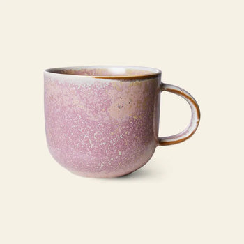 The HKLIVING Chef Ceramics Mug by HKLIVING features a rounded shape, curved handle, and a pink and beige speckled textured glaze, shown against a plain light background.