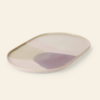 HKliving Gallery Ceramics Oval Dinner Plate Green Lilac 2
