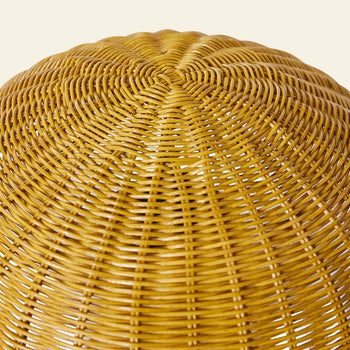 Close-up of the HKLIVING Rattan Table Lamp by HKLIVING, highlighting its light brown rattan and detailed symmetrical weaving against a plain background.