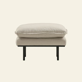 The HKLIVING Retro Sofa Hocker features a modern beige design with a thick cushion and four black metal legs, showcased against a plain light background.