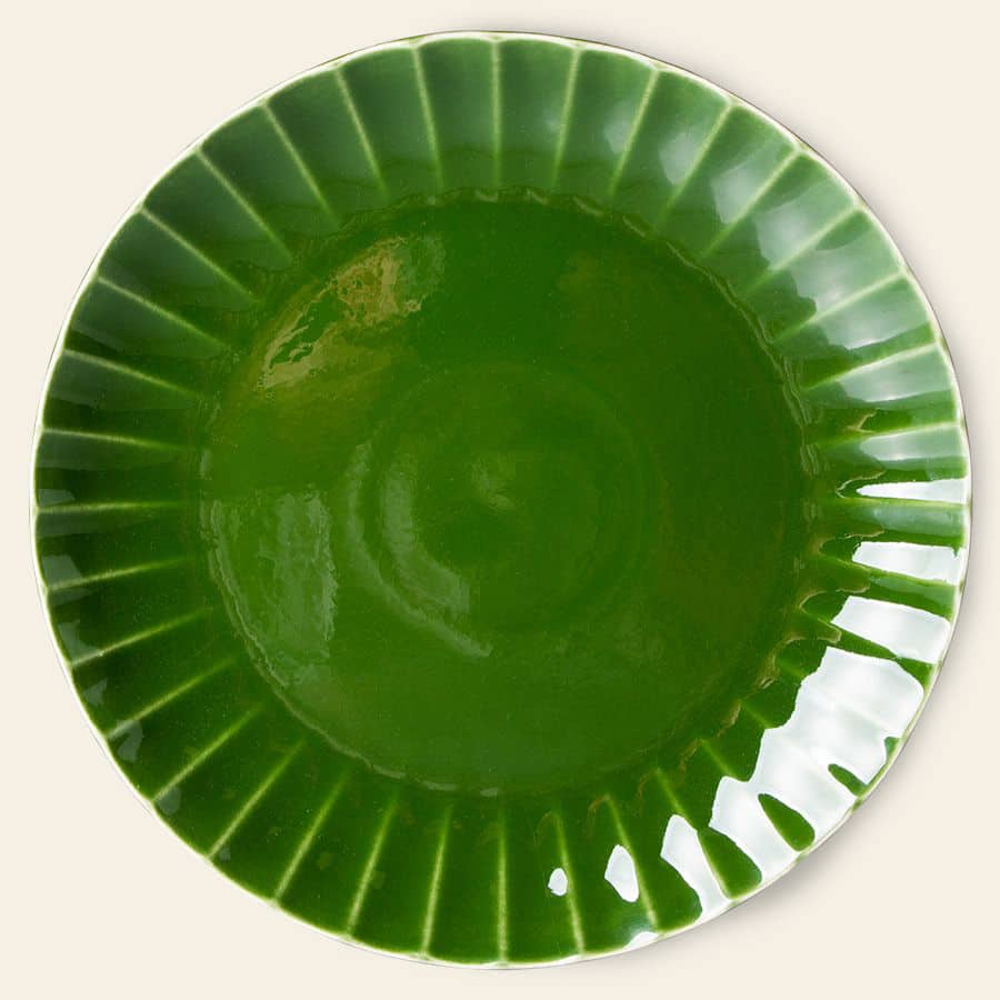 HKliving The Emeralds: Ceramic Dinner Plate Ribbed, Set of 2