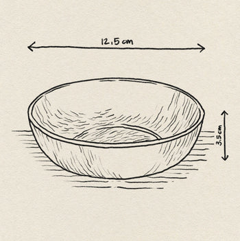 A hand-drawn HKliving The Emeralds: Glass Dessert Bowl, 12.15 cm wide and 3.55 cm tall, is shown from a slightly angled side view on a textured background, highlighting its modern elegant aesthetic. Brand: HKliving.