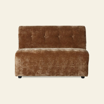 The HKLIVING Vint Couch, Middle, 1.5-Seat is a brown corduroy armless loveseat with plush seat and backrest, four backrest buttons, modular design, and customizable components—part of the HKLIVING Vint Couch collection.