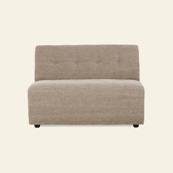 The HKLIVING Vint Couch, Middle 1.5-Seat, is a modern armless loveseat with light brown upholstery and a tufted backrest—a stylish modular sofa by HKLIVING with customizable components to suit any space.