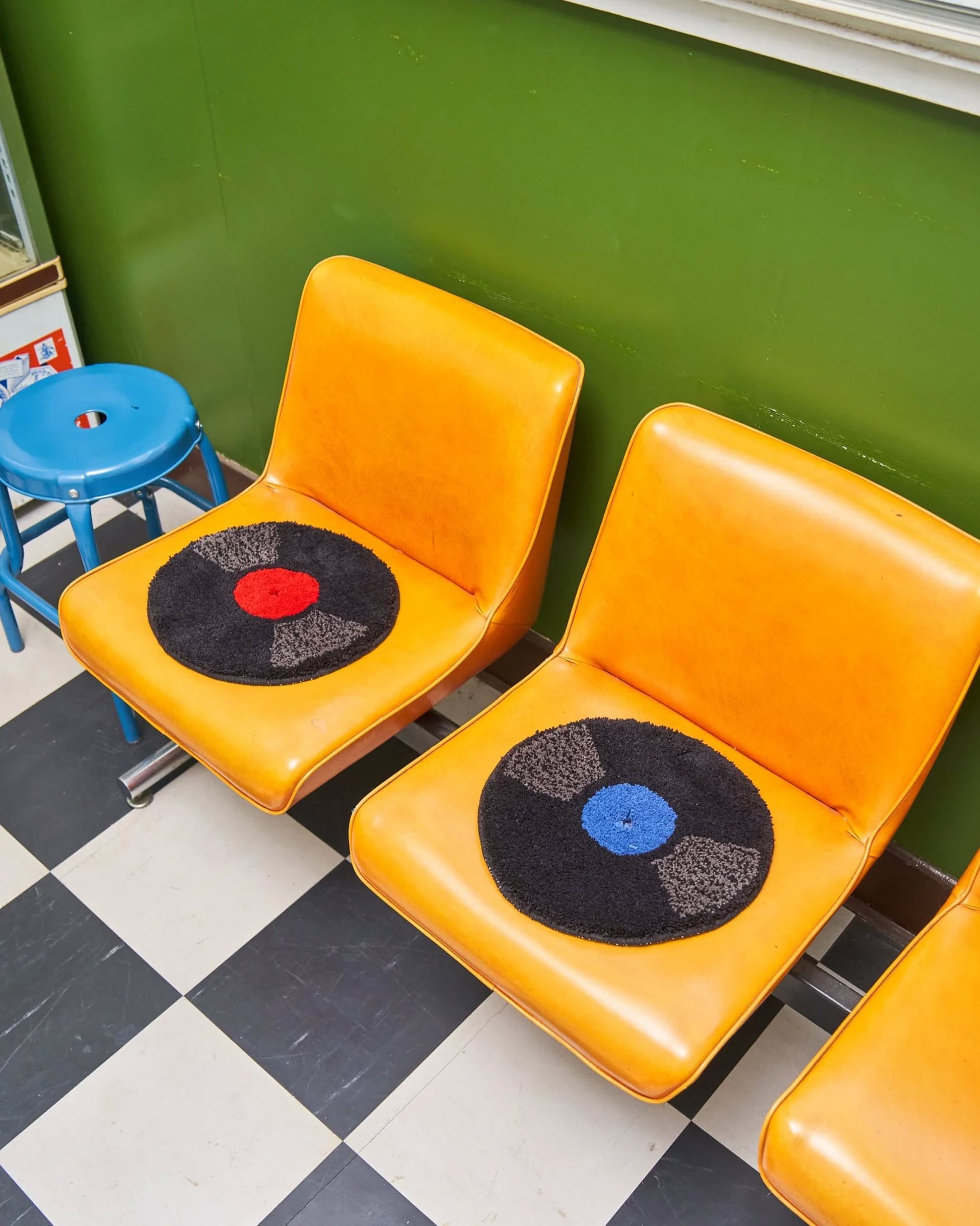 MIYOSHI RUG Record Chair Rug Blue
