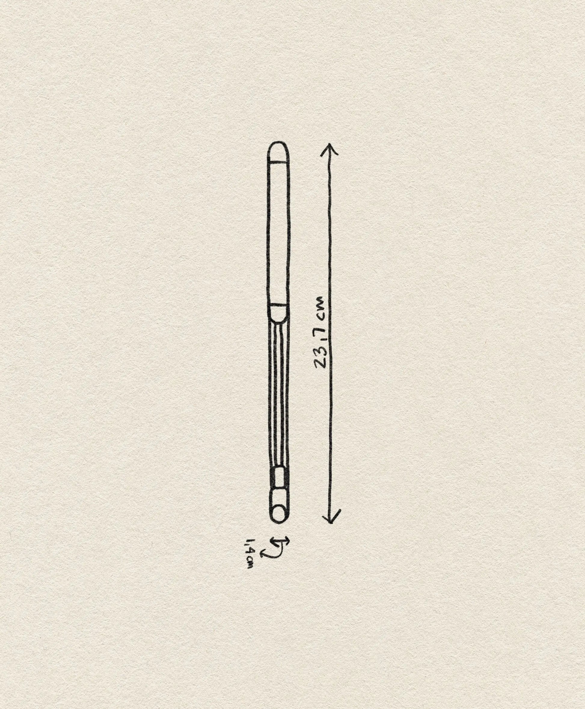 A minimalist line drawing of the Normann Copenhagen Pebble Cheese Slicer (23.7 cm x 1.6 cm) by Normann Copenhagen, displayed on a textured beige background.