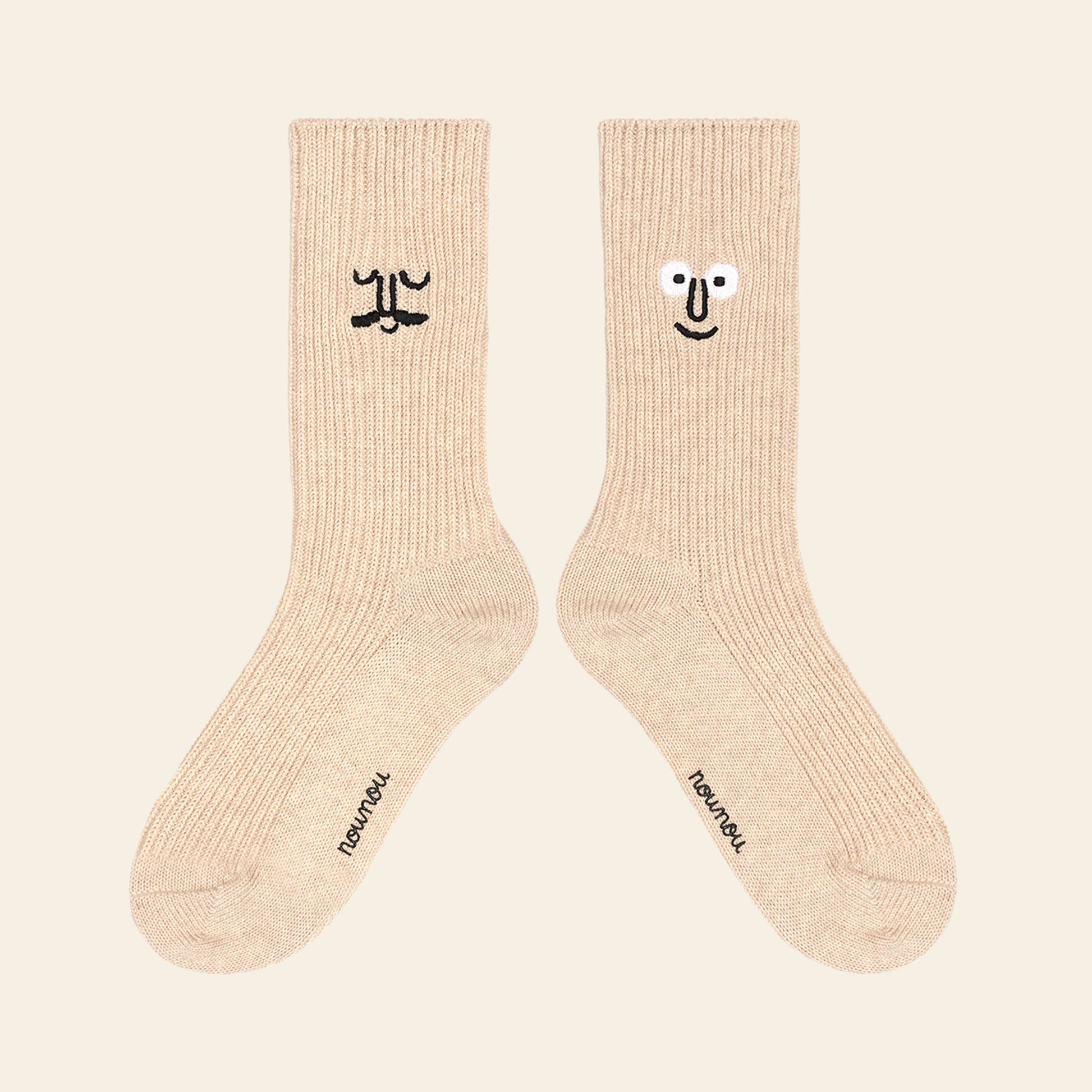NouNou Face Crew Socks Oatmeal