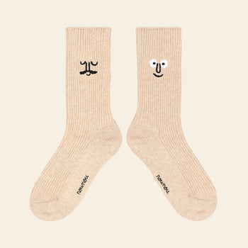 NouNou Face Crew Socks Oatmeal