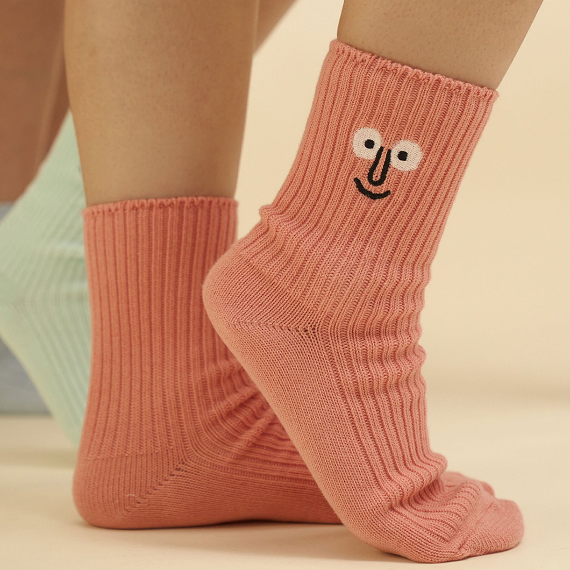 NouNou Face Quarter Socks Coral