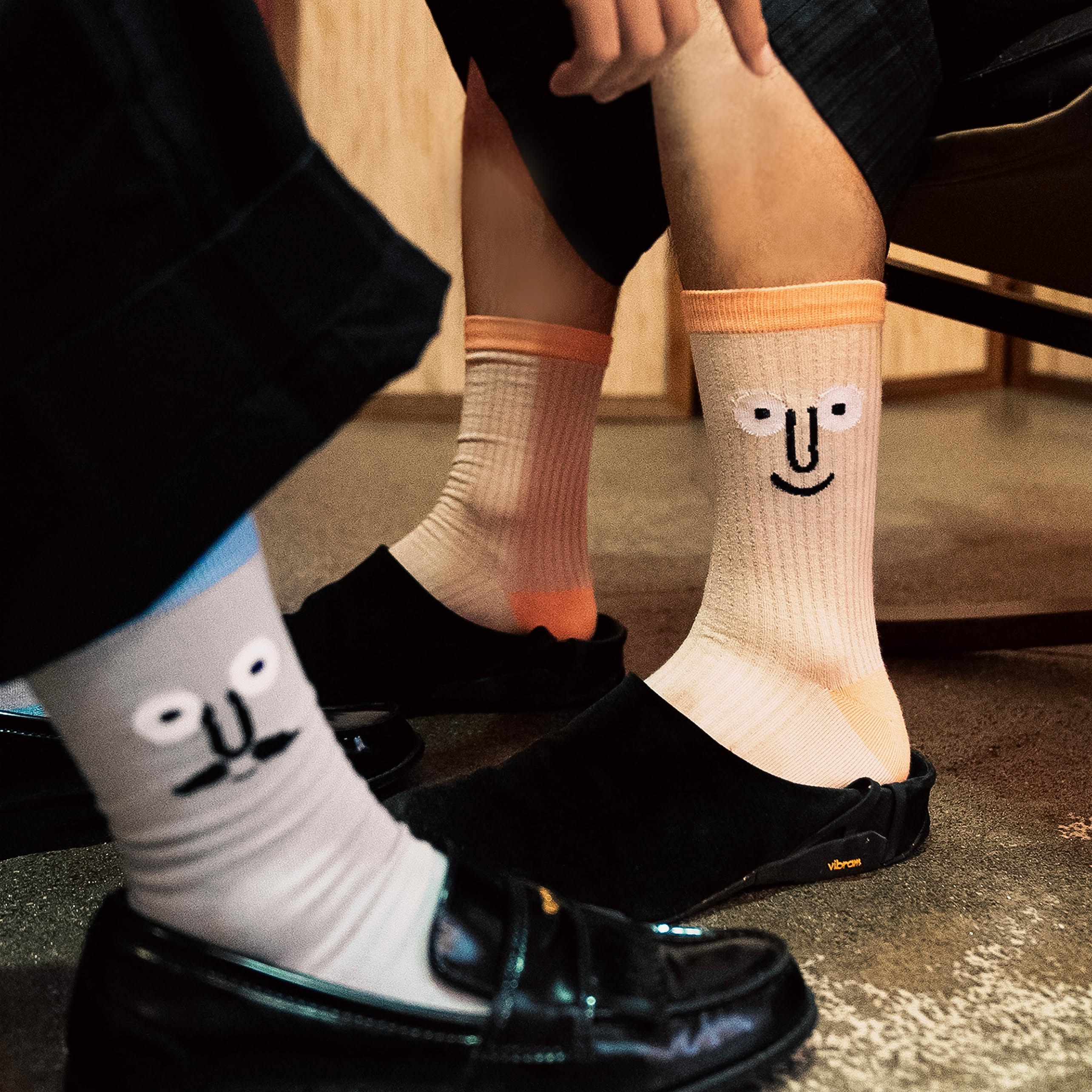NouNou Face Socks Set - Coral/Blue