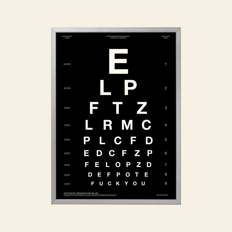Ordinary Daily Design “Fuck You" Eye Test Poster (30x40) - Black