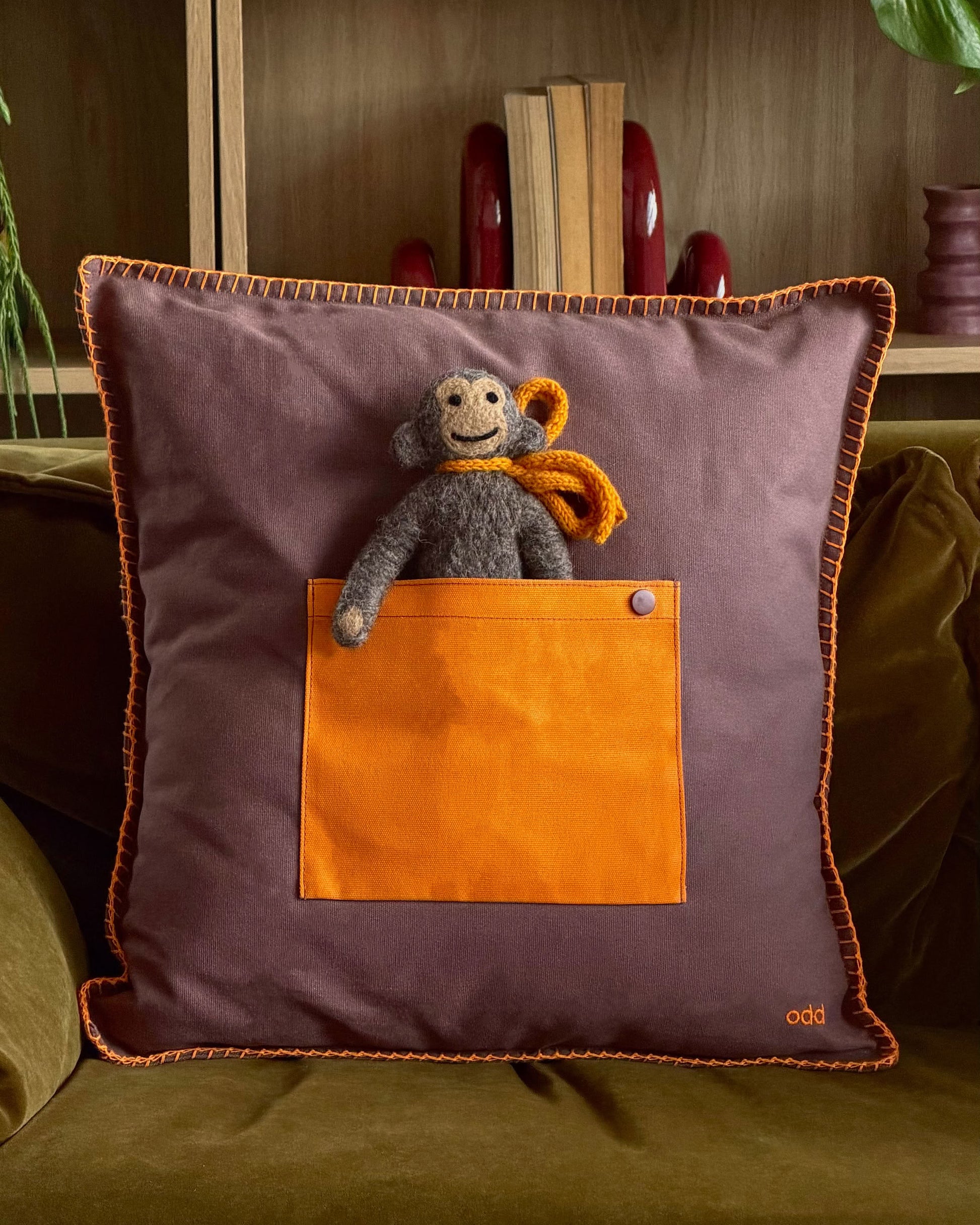 Ordinary Daily Design Pocket Cushion Cover Brown/Orange