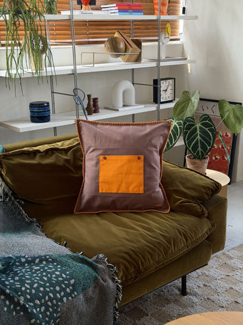 Ordinary Daily Design Pocket Cushion Cover Brown/Orange