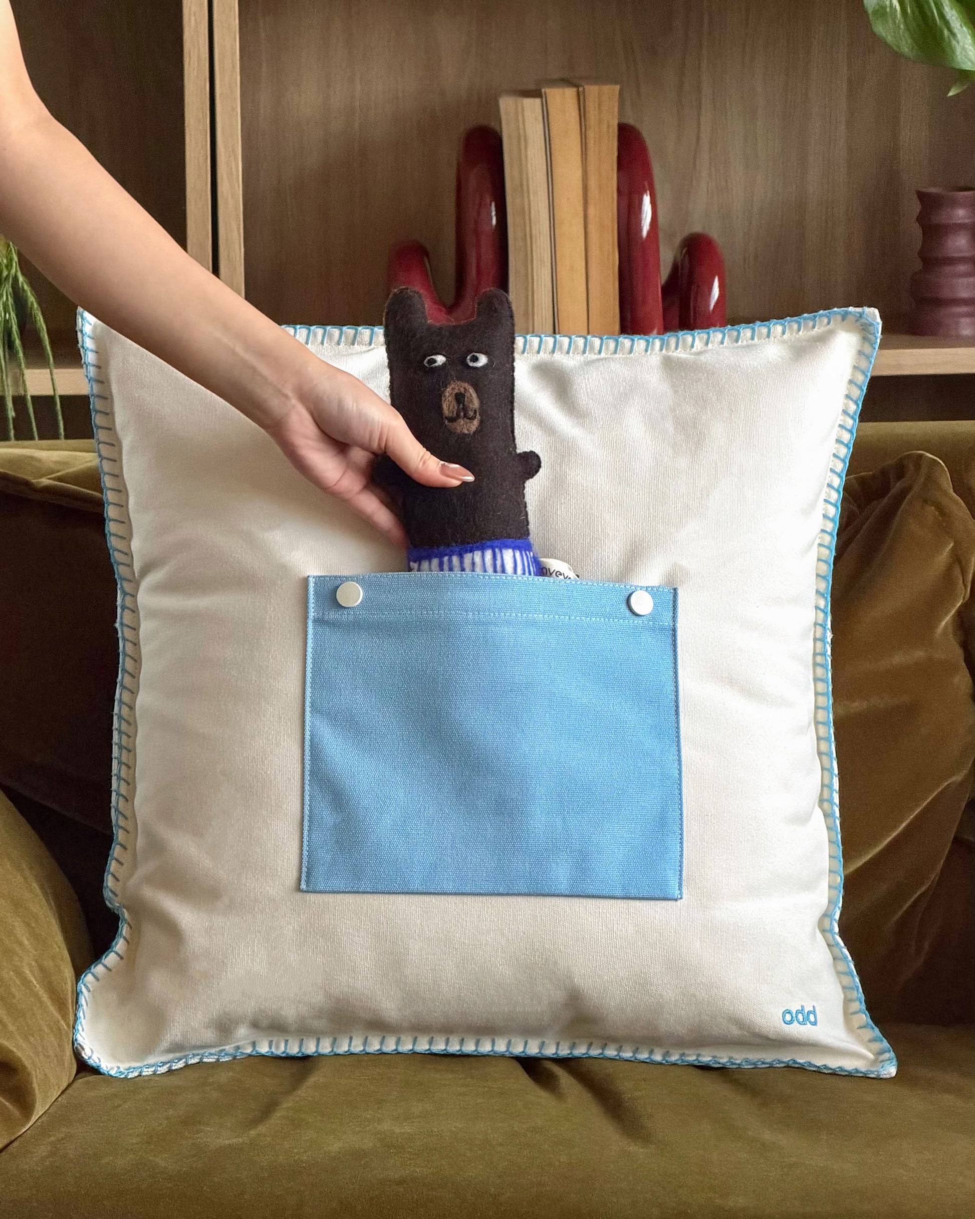 Ordinary Daily Design Pocket Cushion Cover Cream/Blue