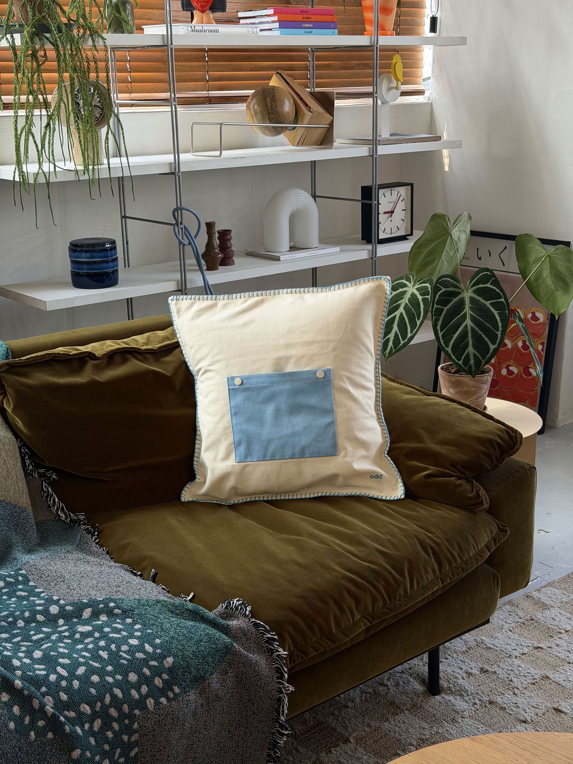 Ordinary Daily Design Pocket Cushion Cover Cream/Blue