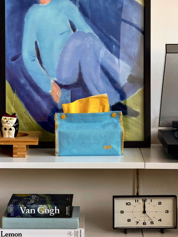 Ordinary Daily Design Tissue Case Blue/Yellow Stitch