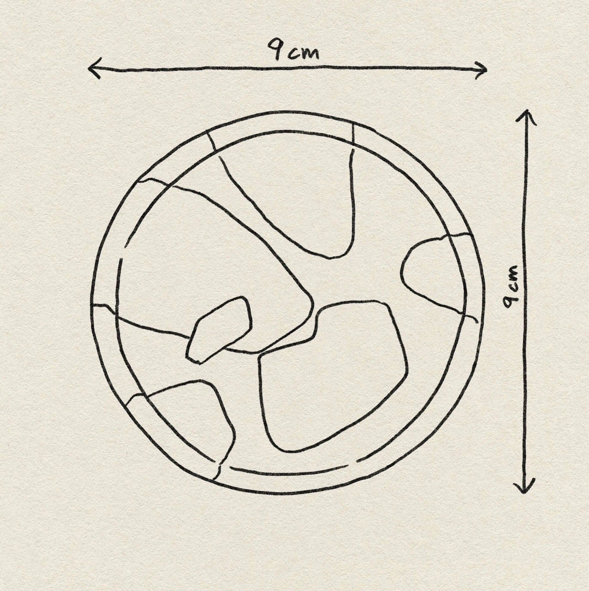 The Poketo Bamboo Coasters, Set of 4, feature hand-drawn circular designs with irregular sections and measure 9 cm in diameter. Each coaster is shown on a plain background.
