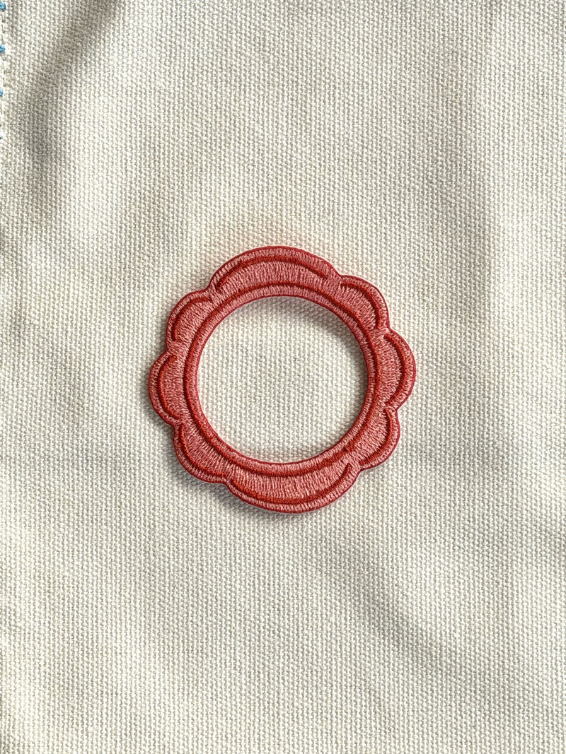 Stacked Store Red Scalloped Frame Patch