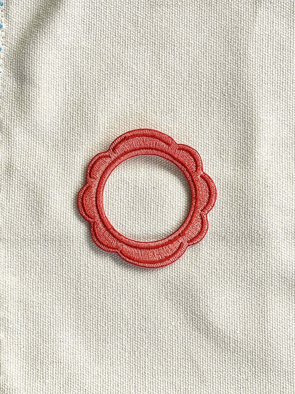 Stacked Store Red Scalloped Frame Patch