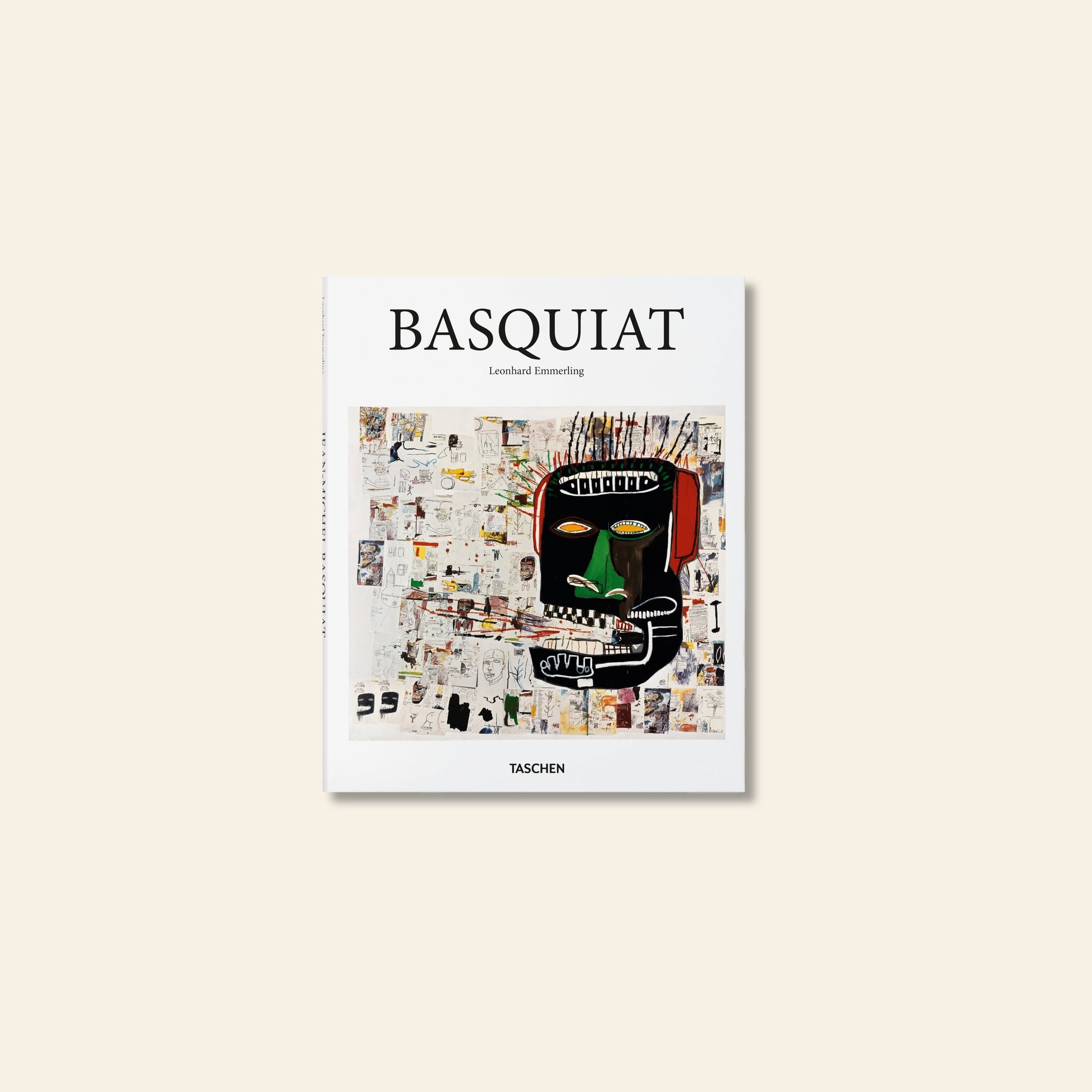 TASCHEN Basquiat by TASCHEN showcases a collage-style cover with abstract art, capturing Jean-Michel Basquiat’s signature contemporary style and cultural expression on a light, sketch-filled background.