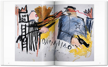 Inspired by Jean-Michel Basquiat, TASCHEN Basquiat by TASCHEN showcases bold lines and vivid colors, featuring crowned figures and striking contemporary art scenes.