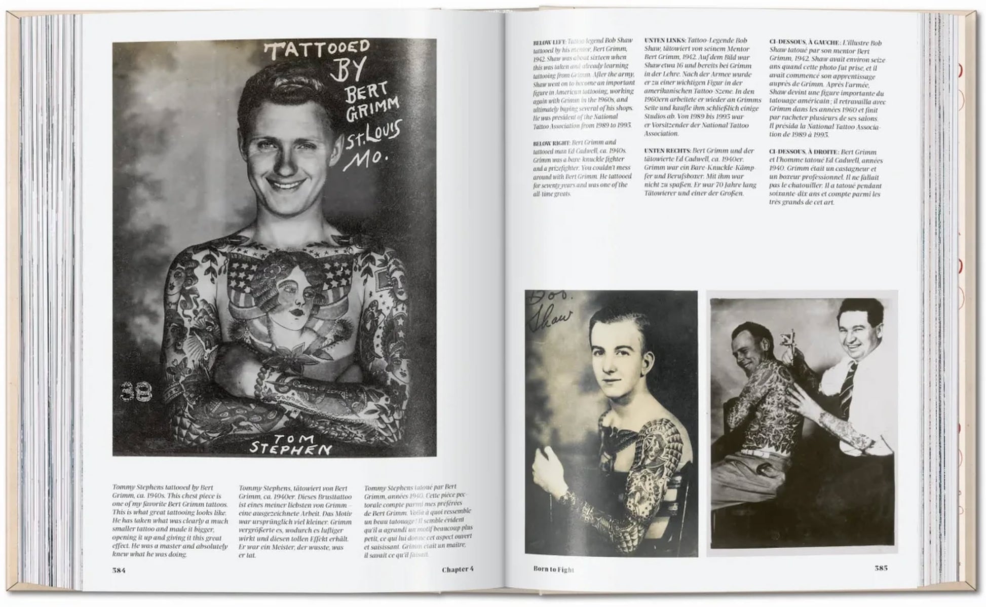 The TASCHEN TATTOO 1730s-1970s. Henk Schiffmacher’s Private Collection book (TASCHEN) displays vintage tattoo photos and portraits, like one labeled "Tattooed by Bert Grimm St. Louis Mo.," plus Schiffmacher's insights on tattoo history and legends.