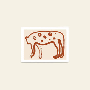 The Poster Club Anastasia Krasilnikova - Jaguar 01 (50x70) features a minimalist brown line drawing of a jaguar on beige, created with bold brushstrokes. Available from The Poster Club.