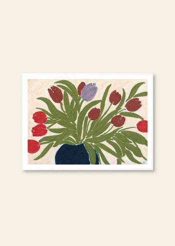 The Poster Club Anine Cecilie Iversen Tulips in a Blue Vase 30x40 Poster 1