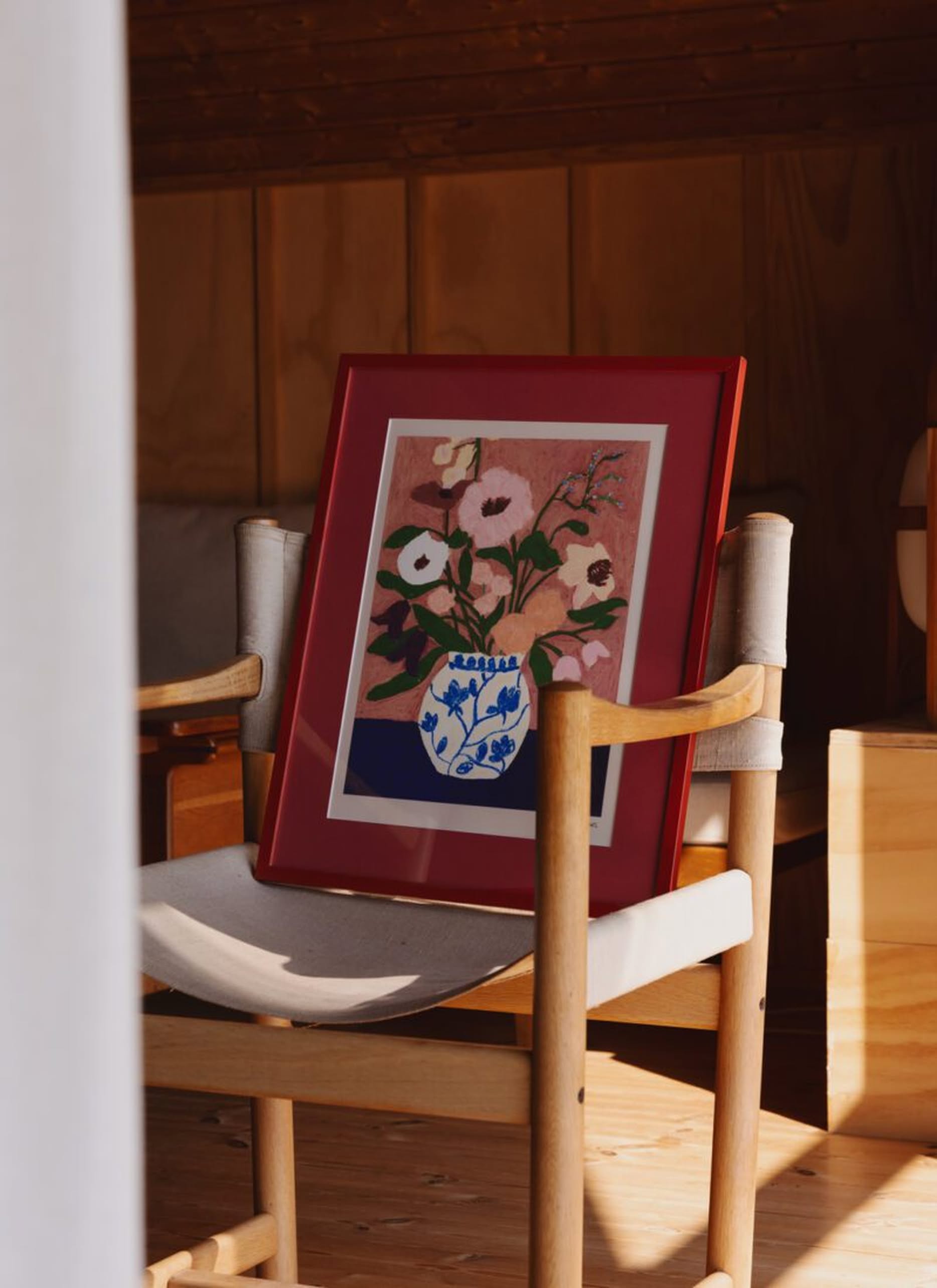 The Poster Club Carla Llanos Flowers on Blue Table (30x40) Poster