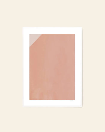 The Poster Club Cecilie Svanberg - The E1027 Collection No. 03 (30x40) is a minimalist art print with a light peach rectangle and small triangle, bordered by a wide white mat on beige, from The Poster Club.