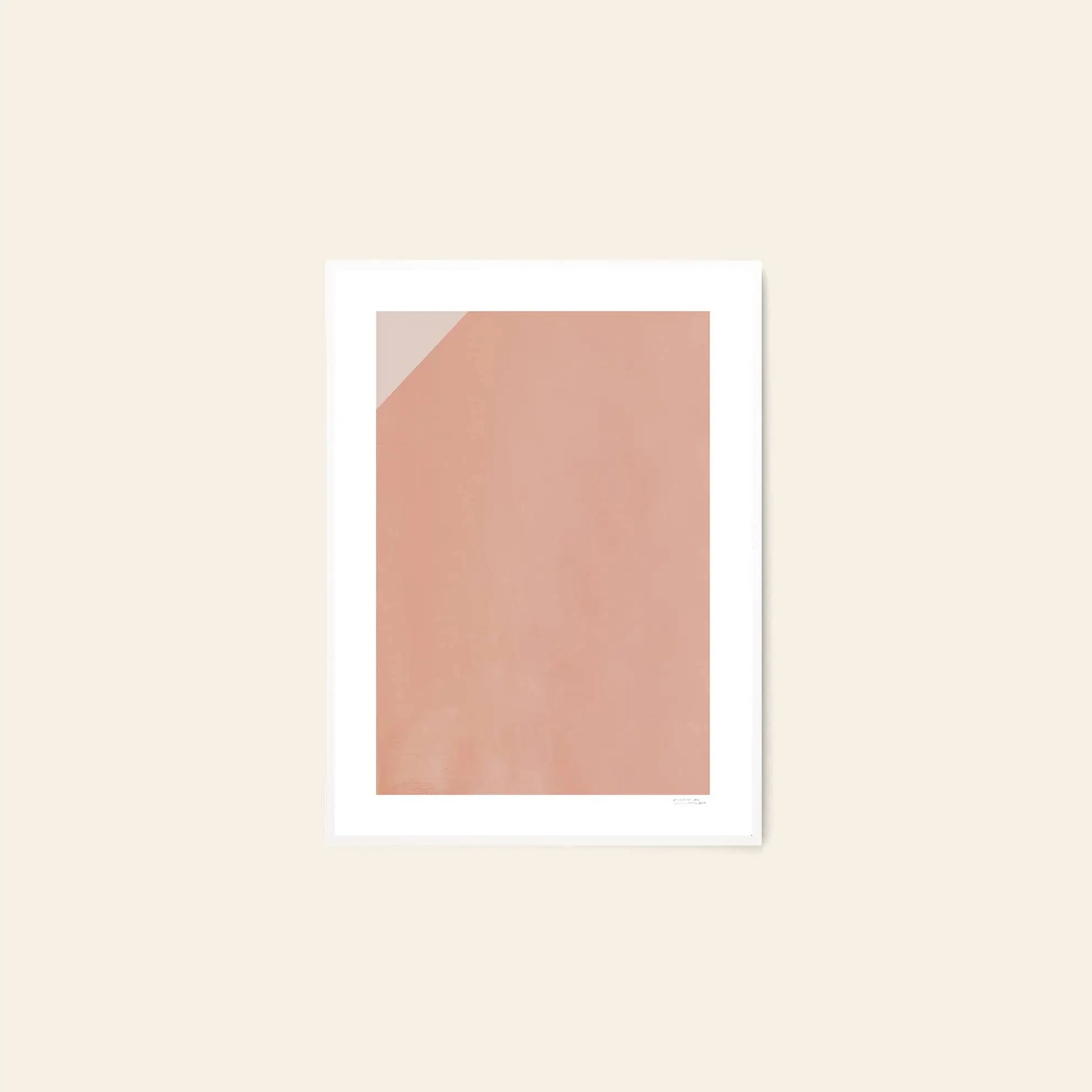 The Poster Club’s Anastasia Krasilnikova - Jaguar 01 (50x70) art print features a minimalist light pinkish-beige textured rectangle centered on a white mat and frame, set against a cream background. Available at The Poster Club.