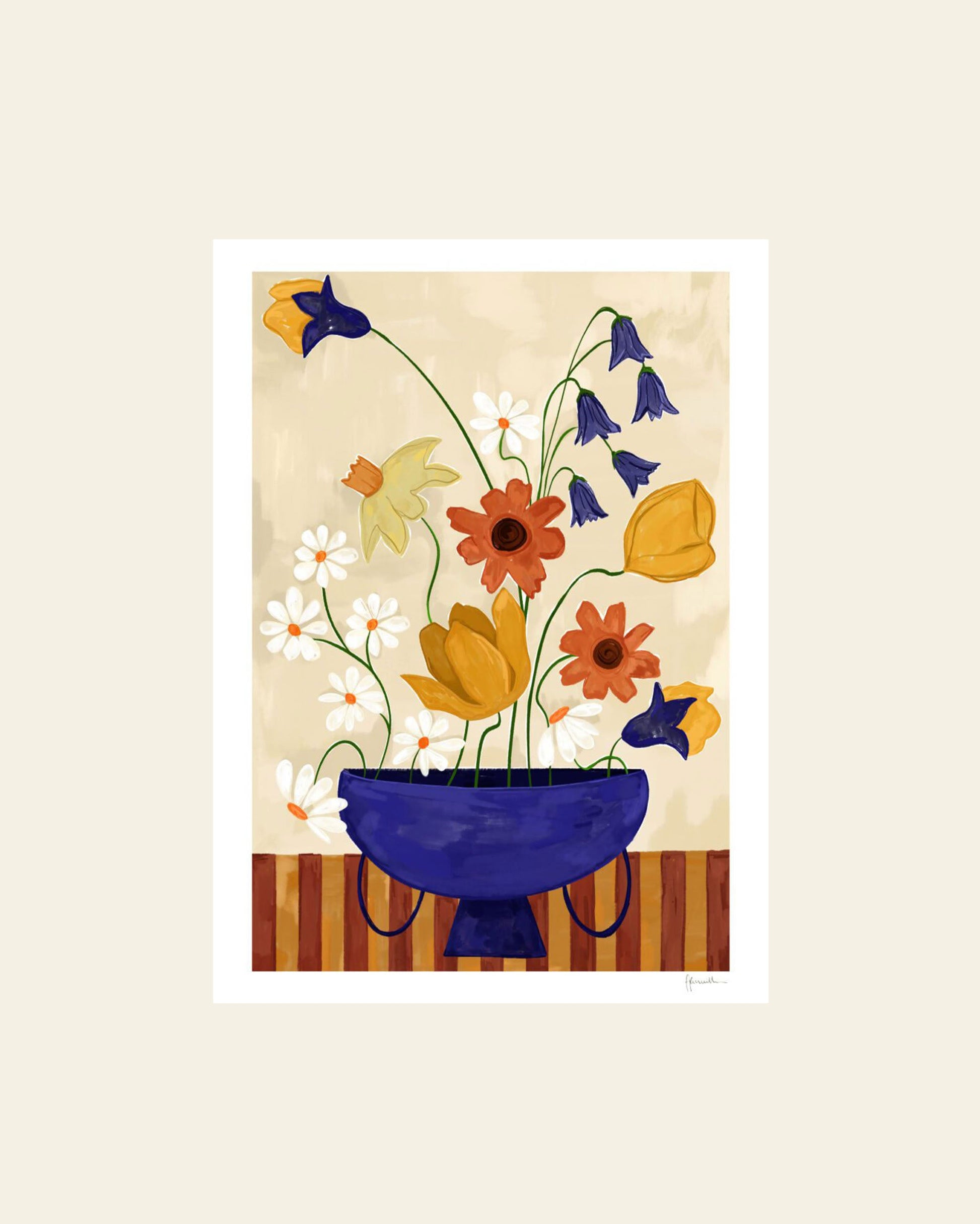 The Poster Club Frankie Penwill Colourful Bunch in Blue Vase (50x70) Poster