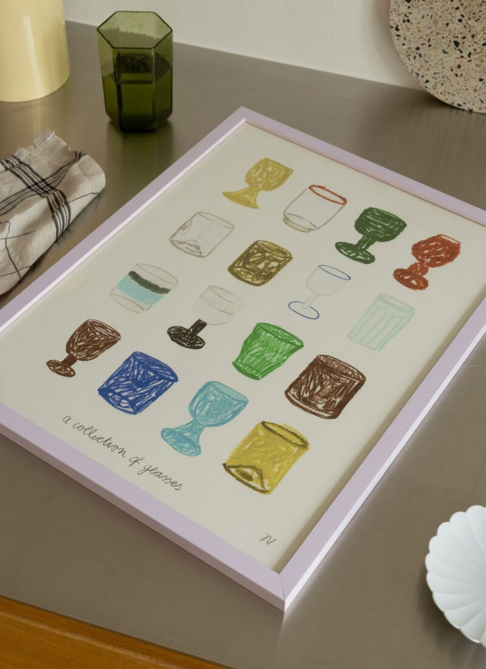The Poster Club Isabelle Vandeplassche A Collection of Glasses (50x70) Poster