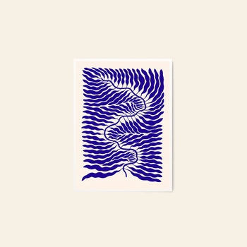 Flowers in Blue Vase (50x70) by Madelen Möllard for The Poster Club is an abstract art print featuring flowing blue lines over a light background, suggesting movement and flow in a modern, evocative composition.
