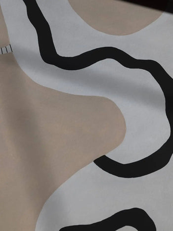 The Poster Club Studio Paradissi - Veins 01 (50x70) features abstract wavy black lines on beige and light gray, with parallel lines in the top left. Modern and minimalist, this giclée print is available on premium art paper from The Poster Club.