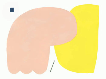 The Poster Club Wensi Zhai - Warm Sad (50x70) features abstract peach, yellow, and blue forms on white. This fine art giclée print by The Poster Club is archival quality and ideal for modern interiors.