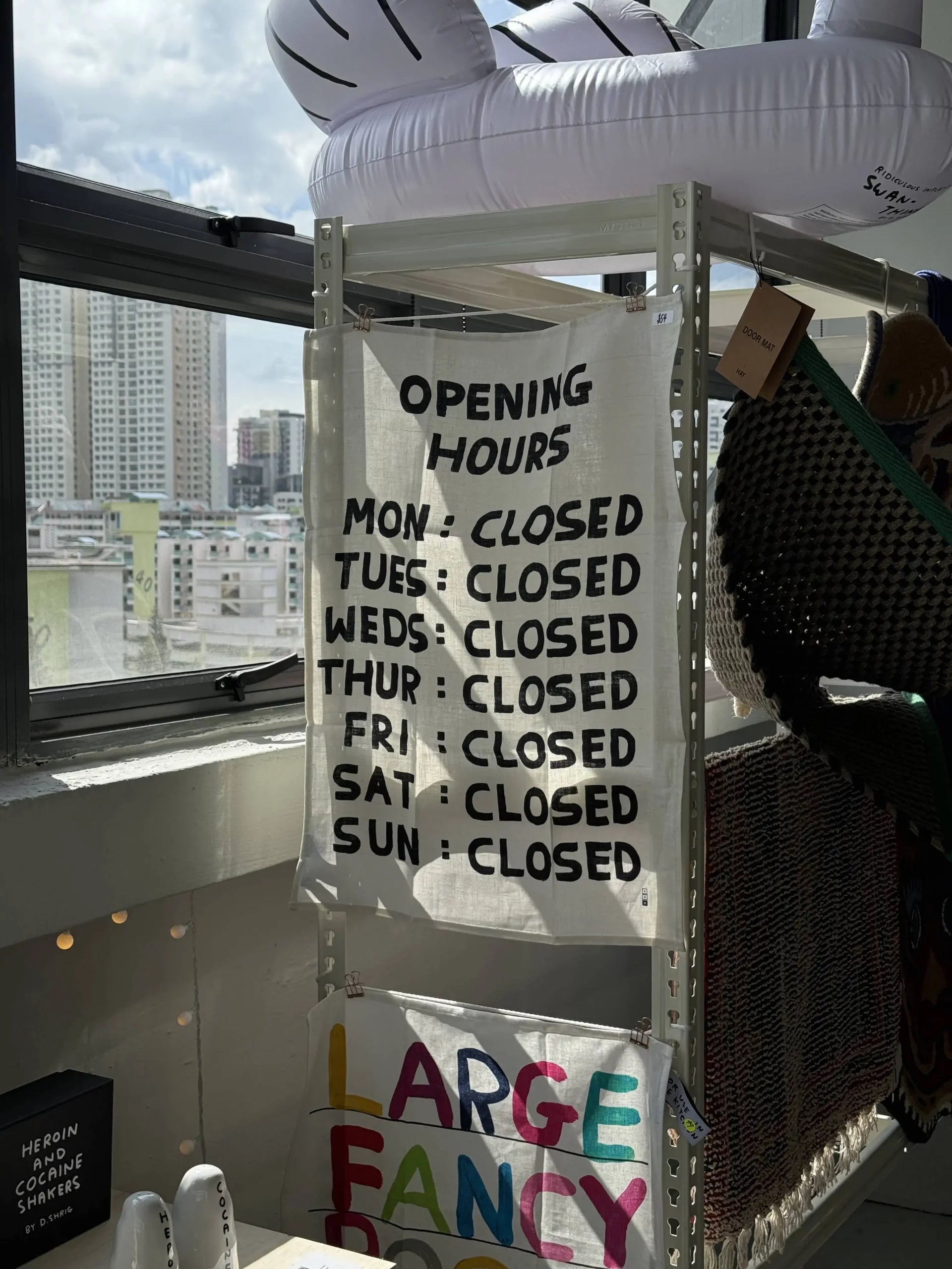 Third Drawer Down David Shrigley - Opening Hours Tea Towel