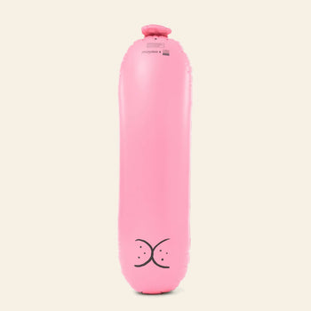 Make a splash this summer with the Third Drawer Down Jon Burgerman - Hot Diggity Dog Pool Float, a tall, pink inflatable from Third Drawer Down featuring playful cat face artwork on its base—ideal for pool parties against any backdrop.
