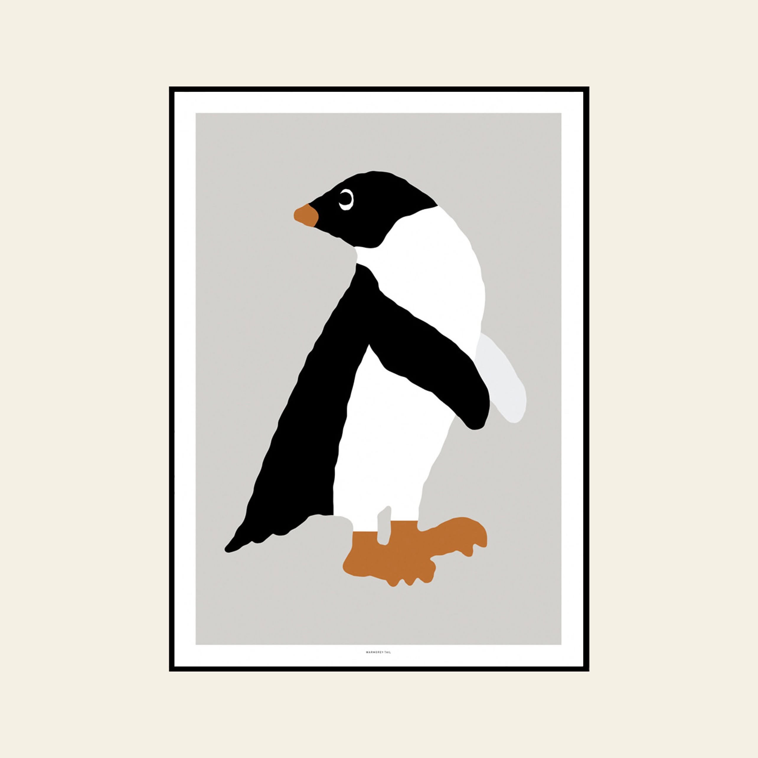 WARMGREY TAIL Adelie Penguin Grey Poster (30x40)