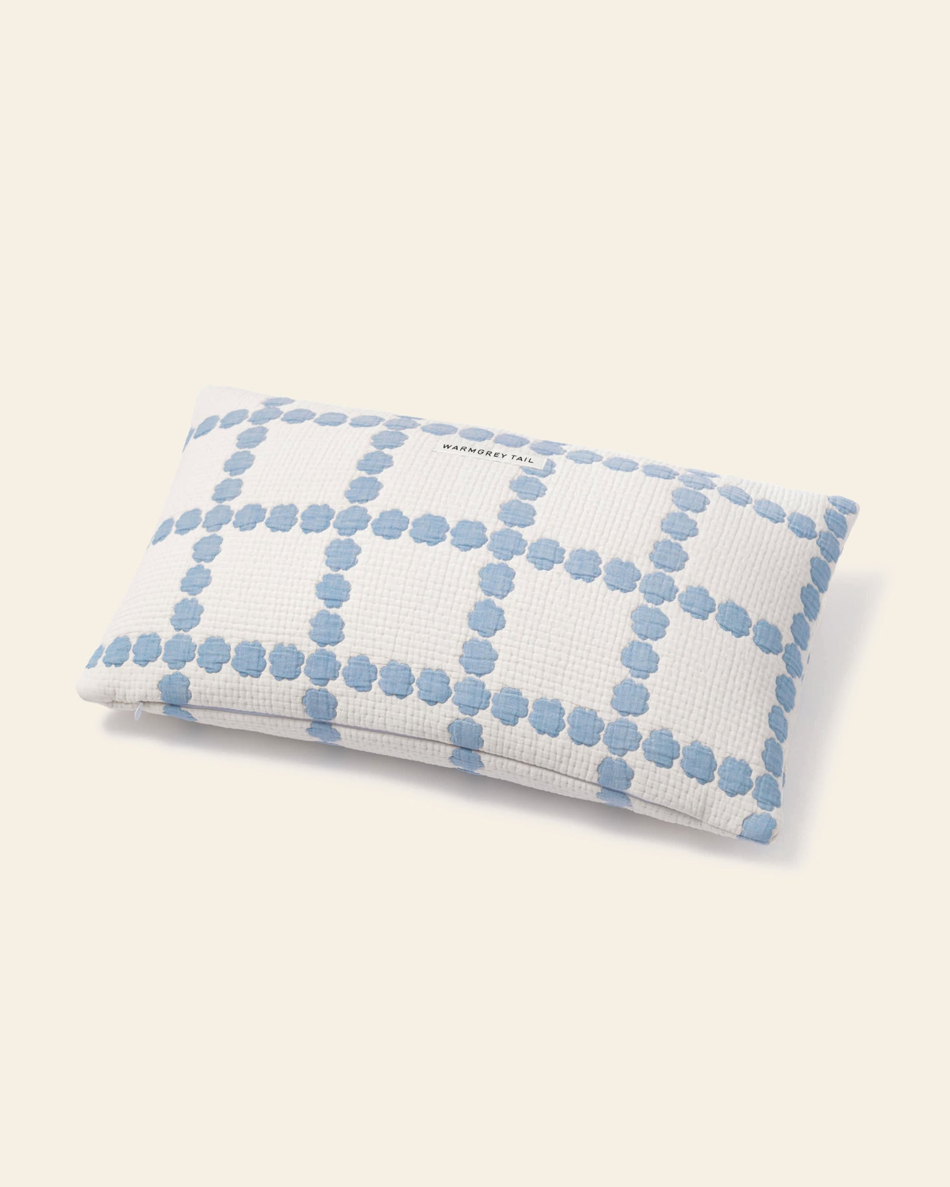 WARMGREY TAIL Blossom Check Cotton Modal Cushion & Pillow Case Blue Line