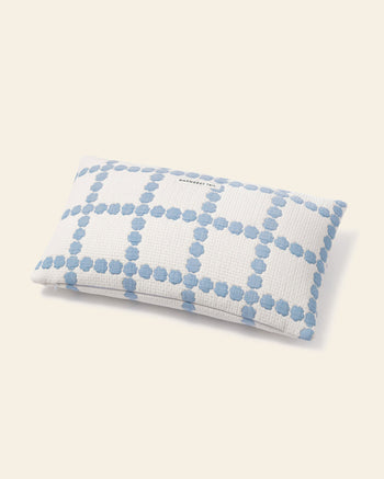 WARMGREY TAIL Blossom Check Cotton Modal Cushion & Pillow Case Blue Line