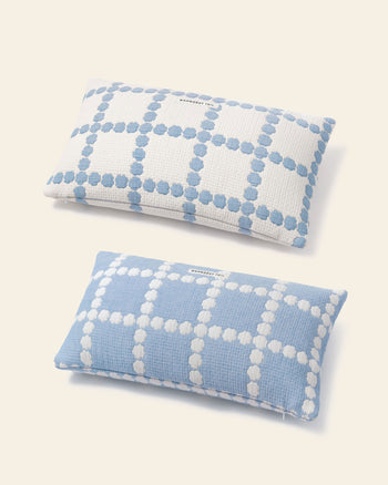 WARMGREY TAIL Blossom Check Cotton Modal Cushion & Pillow Case Blue Line
