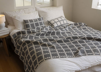 WARMGREY TAIL Blossom Check Cotton Modal Cushion & Pillow Case Warmgrey Line