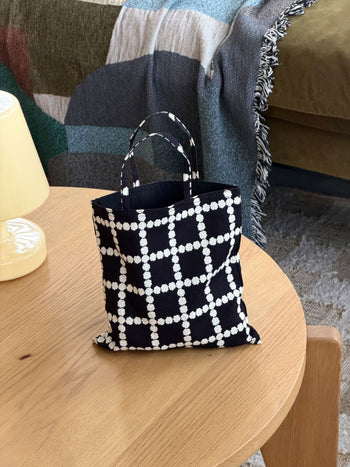 WARMGREY TAIL Blossom Check Mini Bag Black