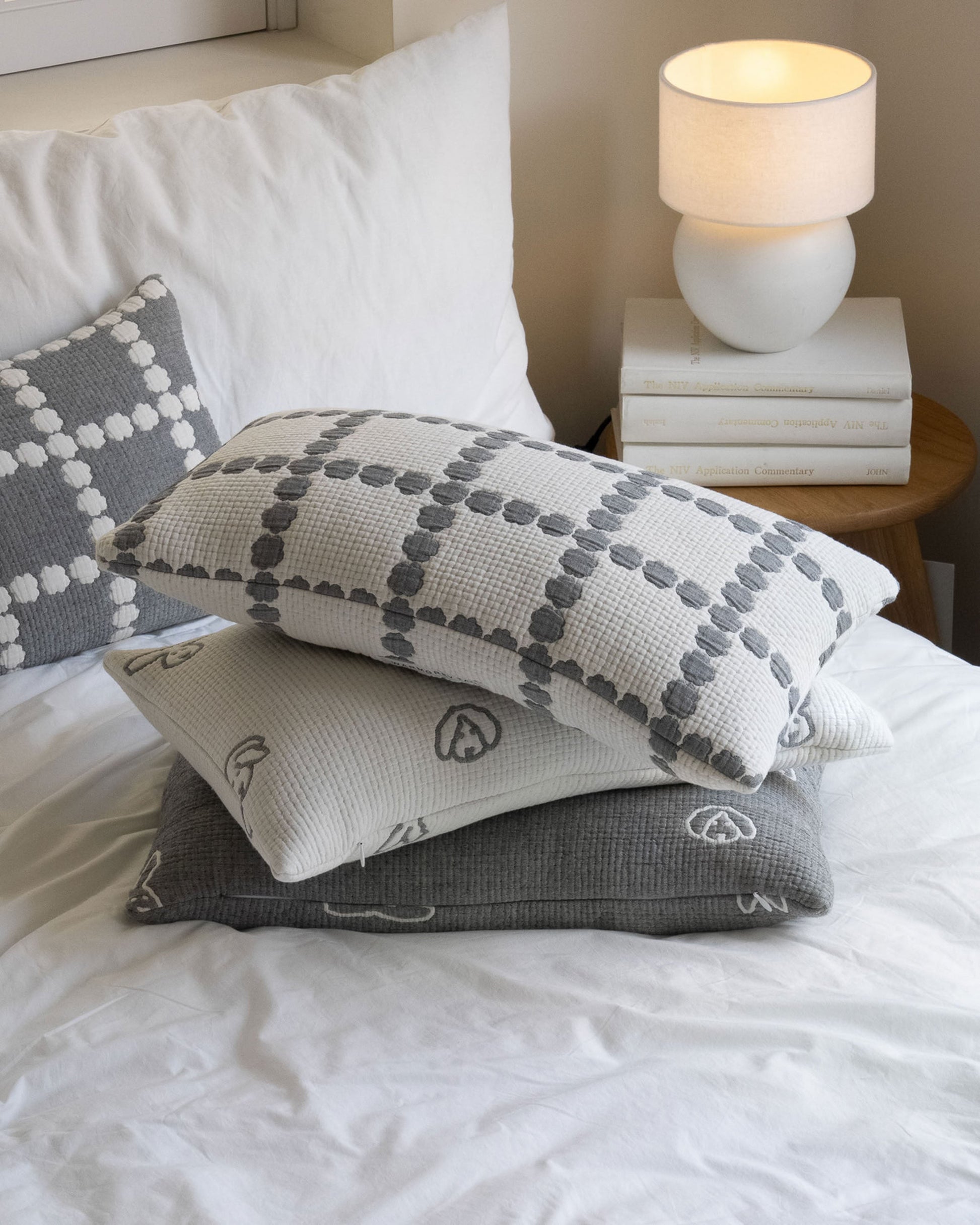 WARMGREY TAIL Bunny Bunny Cotton Modal Cushion & Pillow Case Warmgrey Base