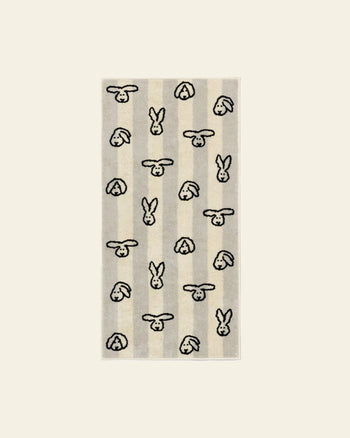 WARMGREY TAIL Bunny Bunny Face Towel Grey Stripe