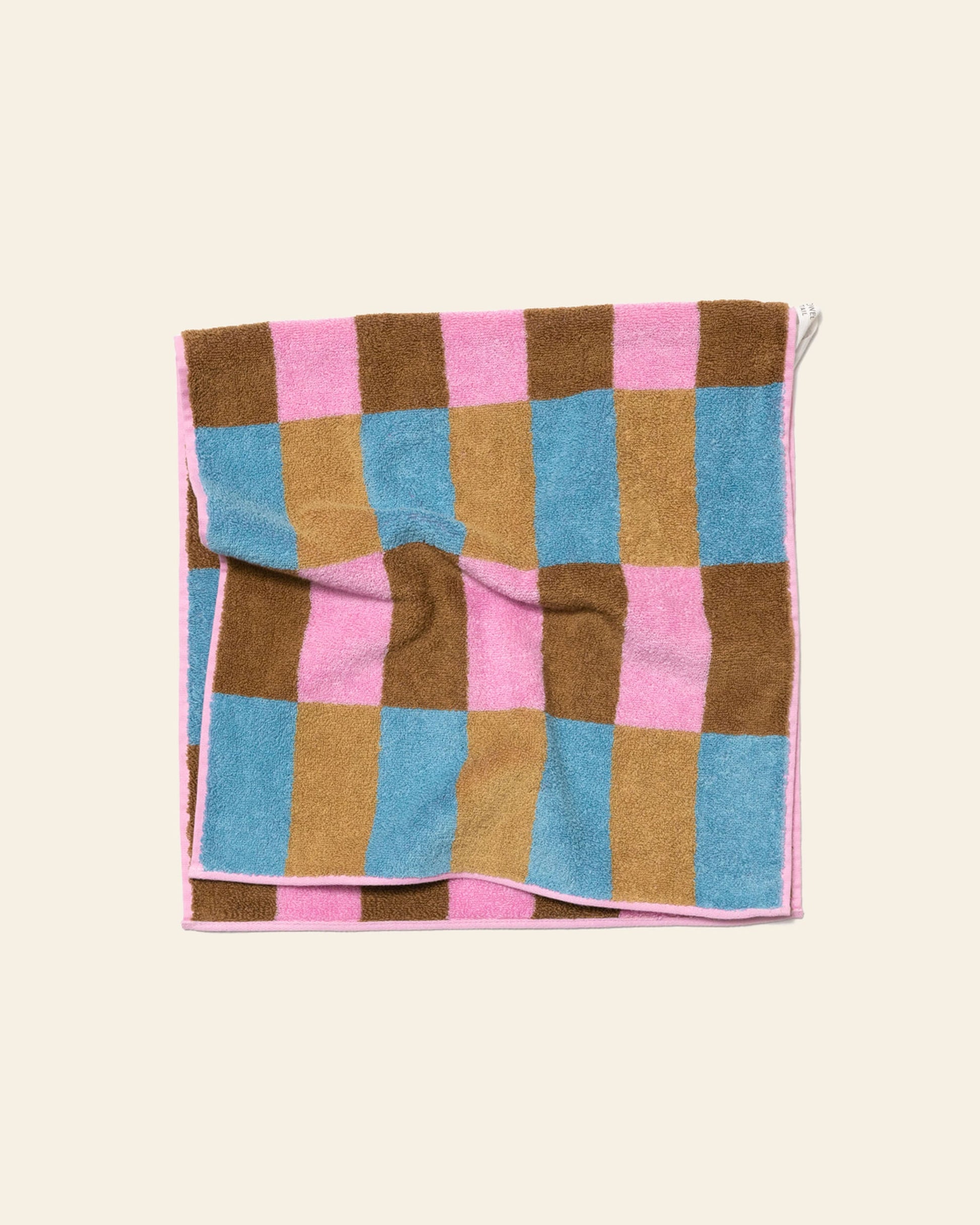 WARMGREY TAIL Check Face Towel Berry Choco