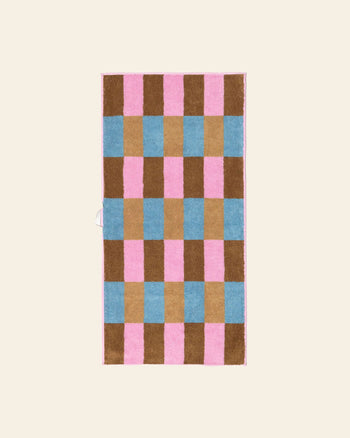 WARMGREY TAIL Check Face Towel Berry Choco