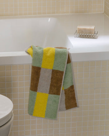 WARMGREY TAIL Check Face Towel Sand Yellow