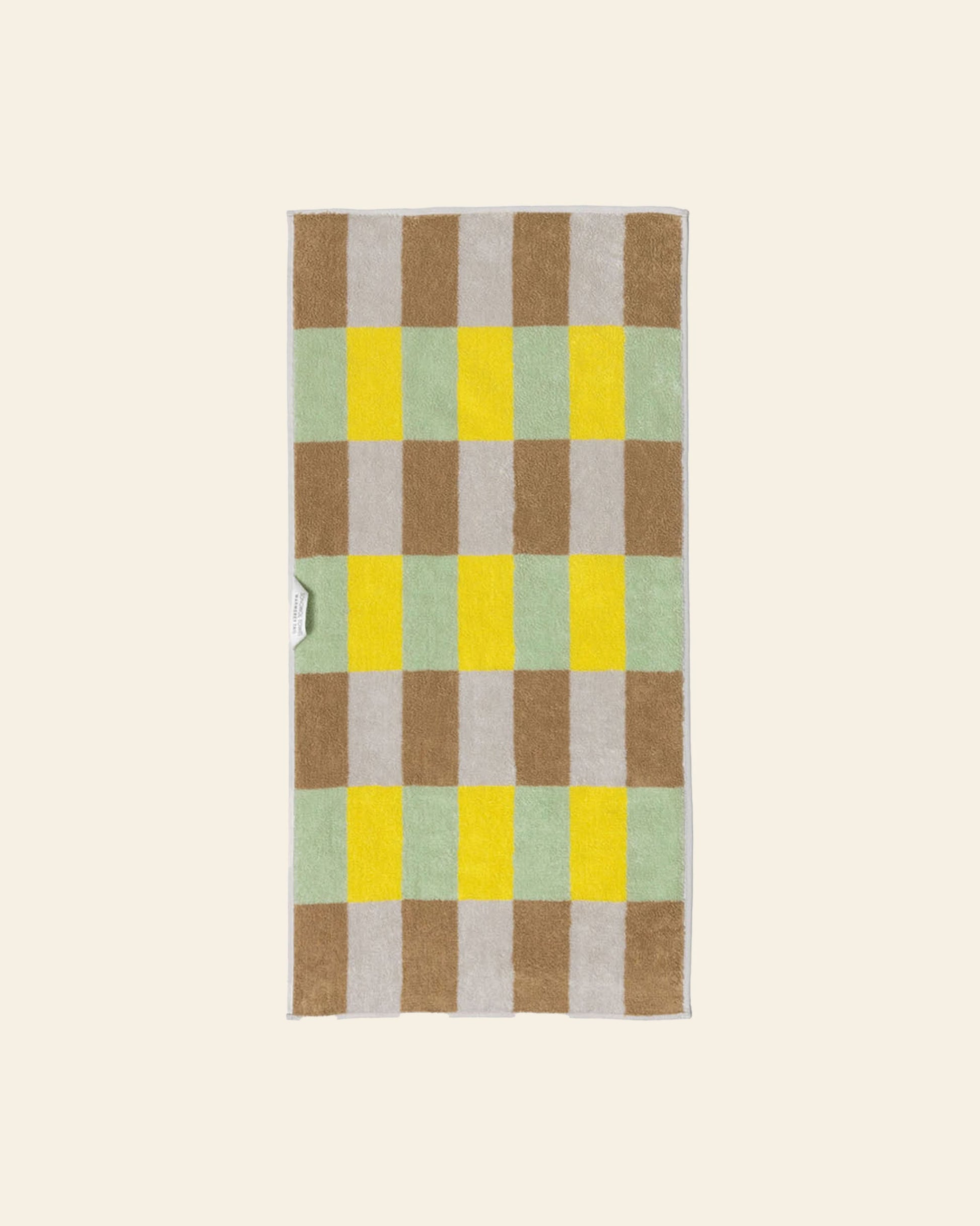 WARMGREY TAIL Check Face Towel Sand Yellow